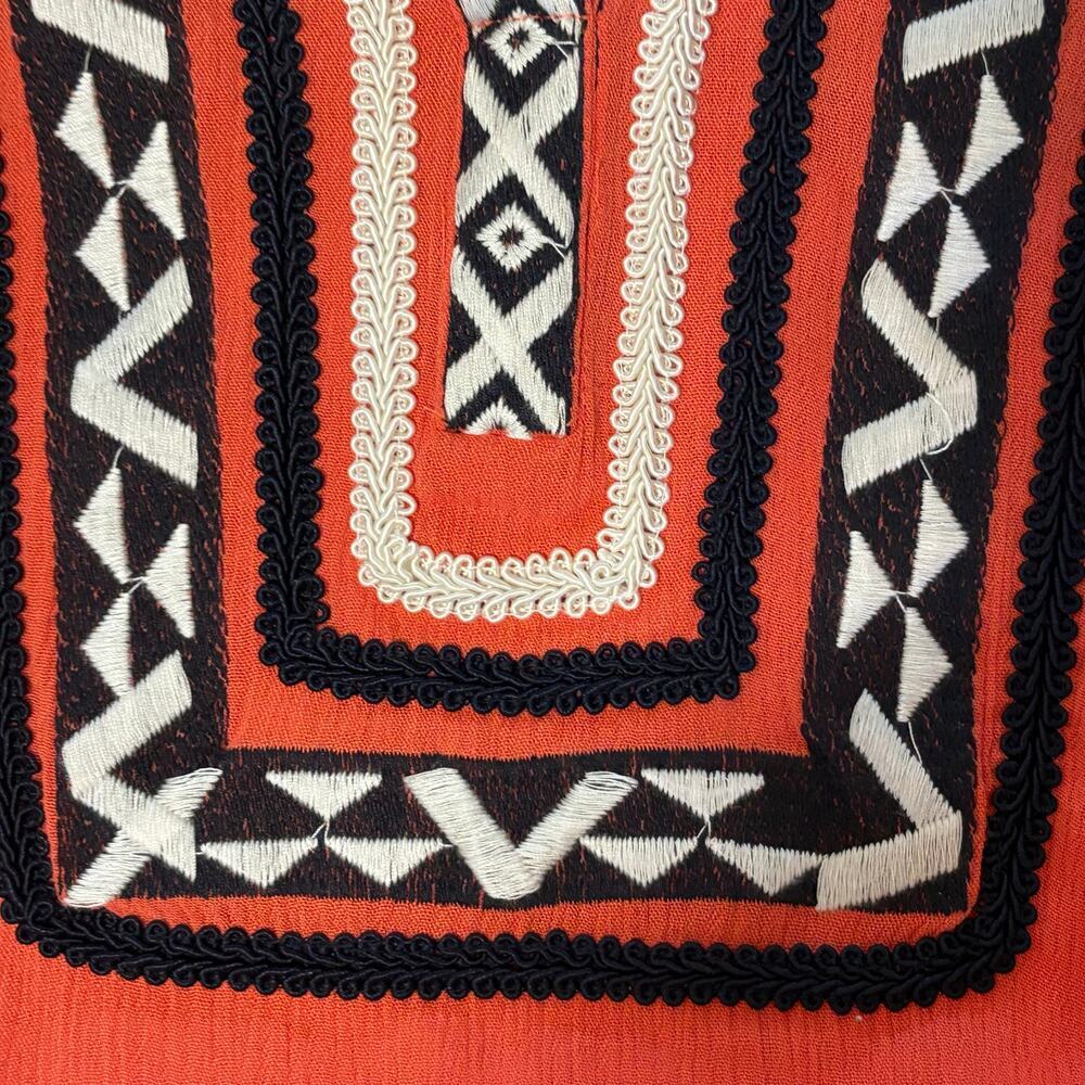 THML Embroidered Boho Tunic Top Coral Orange Medium - Picture 3 of 7